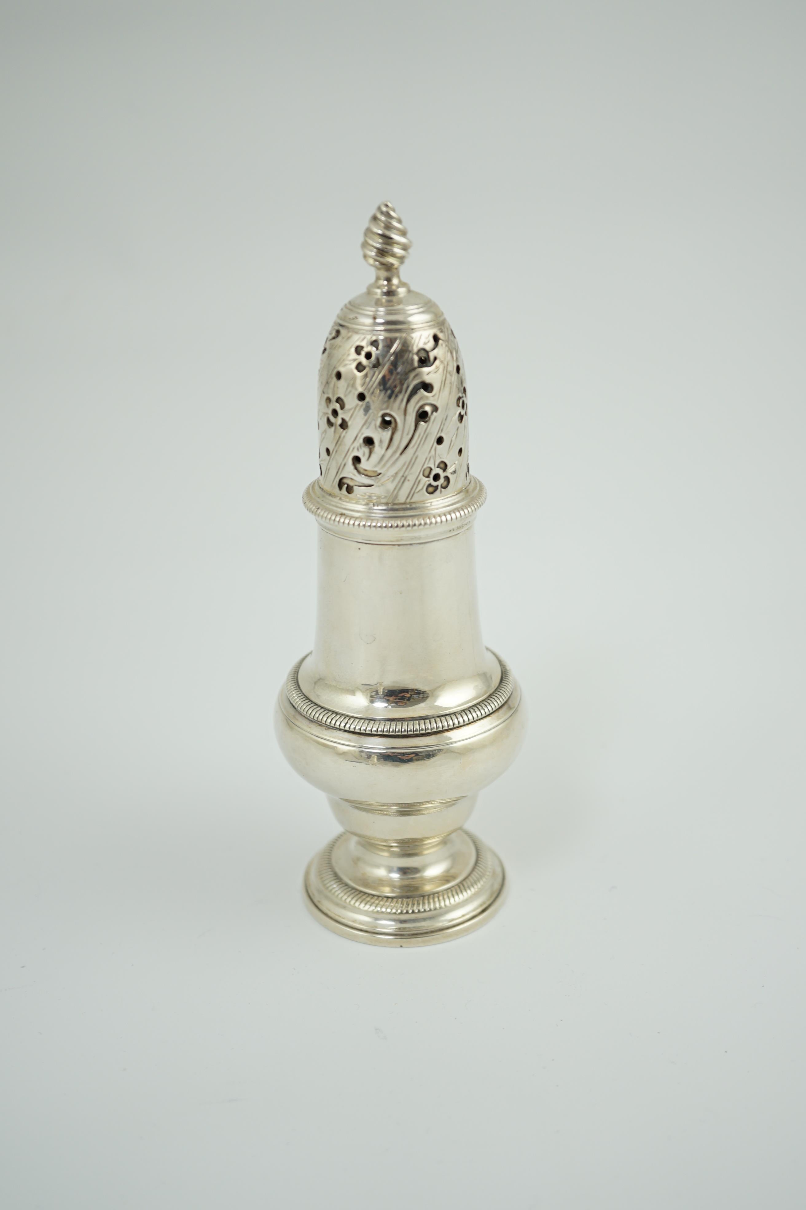 An early George III silver baluster sugar caster by Daniels & Mince